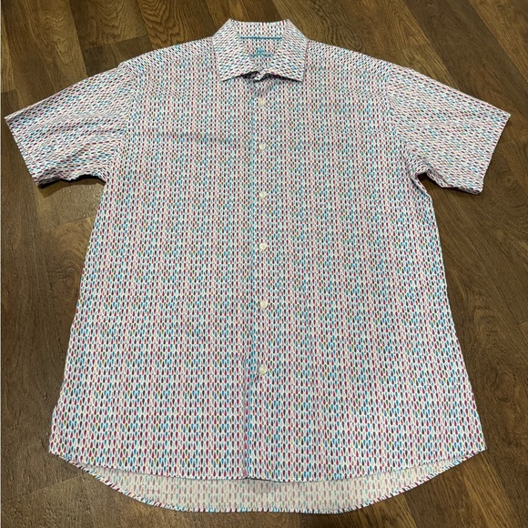 BERTIGO SHORT SLEEVE SHIRT DAIMON Bright Multicolor Pattern Men’s Size Large - Picture 7 of 13